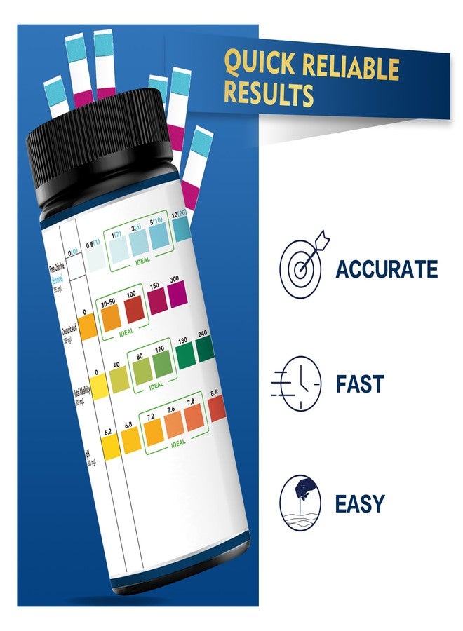 DIPSTIK Pool Test Strips,100 Strips Pool and Hot Tub Test Strips, Swimming Pool Test Strips for Total Alkalinity, pH, Free Chlorine(Bromine),Cyanuric Acid-Pool Spa Water Test -Quick and Accurate Results - Image 3