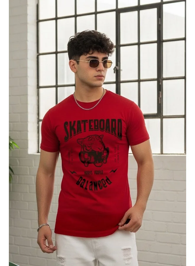 فيردو Veirdo® Men's T-Shirt Regular Fit Round Neck Pure Cotton Half Sleeve Graphics Printed T-Shirt Different Size Range (V99_SKTBRD_RD_S)