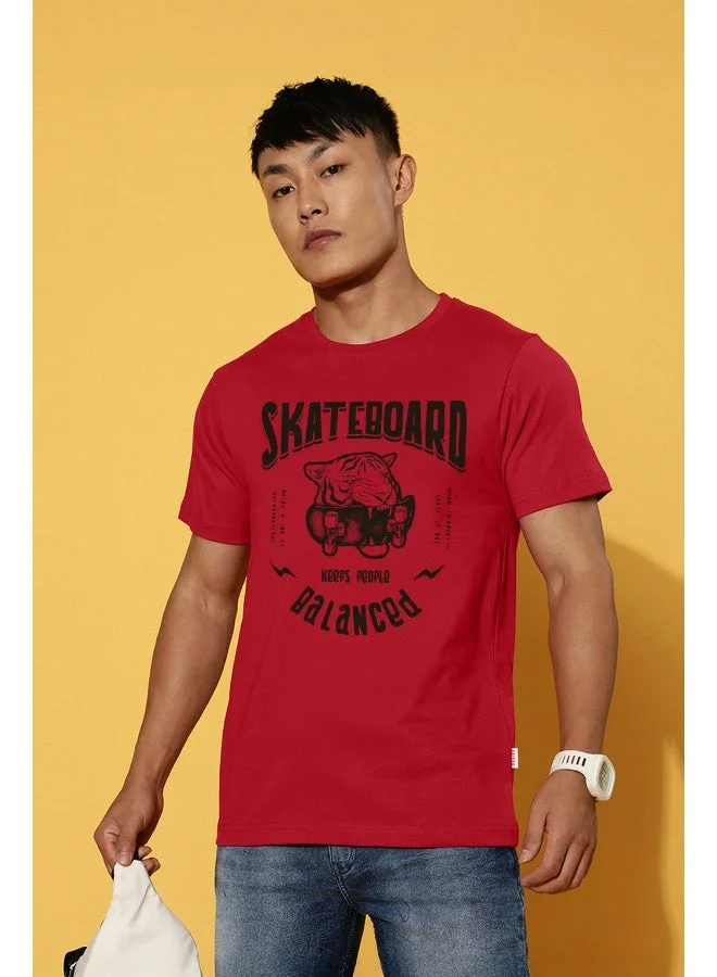 فيردو Veirdo® Men's T-Shirt Regular Fit Round Neck Pure Cotton Half Sleeve Graphics Printed T-Shirt Different Size Range (V99_SKTBRD_RD_S)
