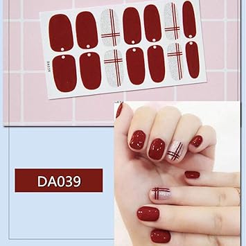 Mwoot Nail Stickers 8 Sheets Nail Polish Stickers Strips Red color Shine Full Wraps Nail Art Adhesive DecalsNail Art Designs for Women Girls - Image 2