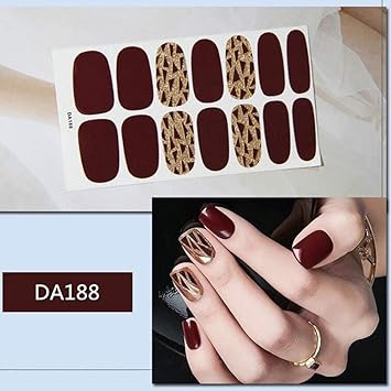 Mwoot Nail Stickers 8 Sheets Nail Polish Stickers Strips Red color Shine Full Wraps Nail Art Adhesive DecalsNail Art Designs for Women Girls - Image 4