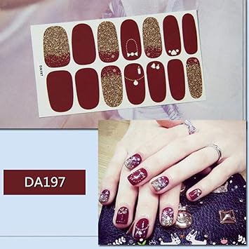 Mwoot Nail Stickers 8 Sheets Nail Polish Stickers Strips Red color Shine Full Wraps Nail Art Adhesive DecalsNail Art Designs for Women Girls - Image 3