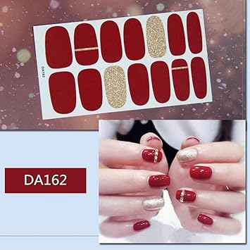 Mwoot Nail Stickers 8 Sheets Nail Polish Stickers Strips Red color Shine Full Wraps Nail Art Adhesive DecalsNail Art Designs for Women Girls - Image 5