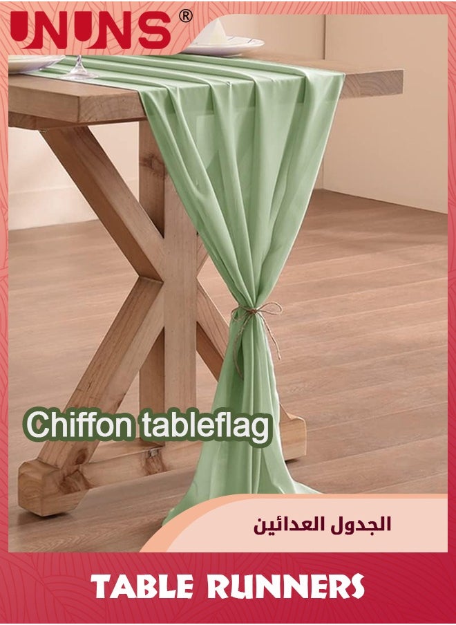 UNUNS Table Runner,70x300cm Chiffon Solid Wedding Runner,Romantic Rustic Table Runner For Party Home Decorations  - Image 4