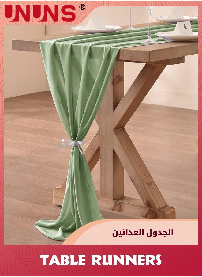 UNUNS Table Runner,70x300cm Chiffon Solid Wedding Runner,Romantic Rustic Table Runner For Party Home Decorations  - Image 1