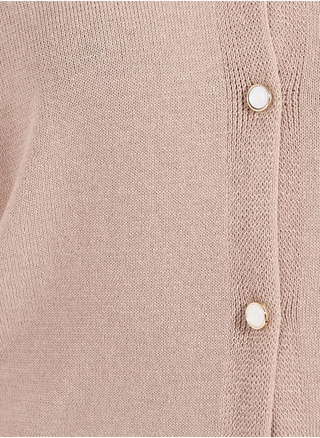 Styli Regular Fit Buttoned Cardigan with Volume Sleeves
