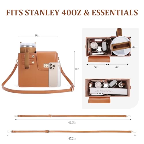 BBIQI Stanley Purse Cup Holder Bag with Strap- Outdoor Portable Crossbody Water Bottle Storage Bag for Stanley Cup Tumbler 40 oz - Image 5