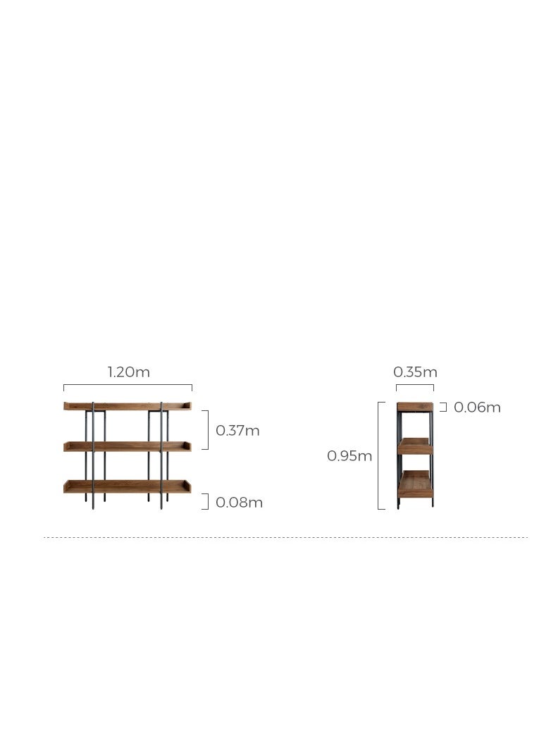 LINSY - Classic Bookshelf Rack,  Bookcases, Three Layer, Storage Organizer Shelf, for Home, Office, Hotel, Show Room,  Walnut Color, 120Lx35Wx95.6H cm