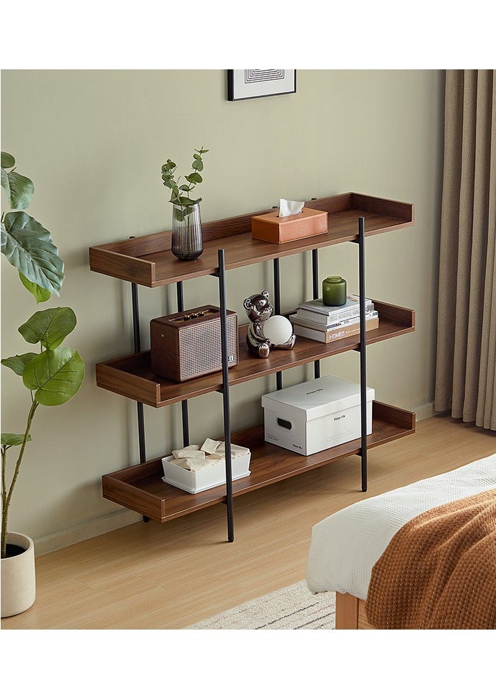 LINSY - Classic Bookshelf Rack,  Bookcases, Three Layer, Storage Organizer Shelf, for Home, Office, Hotel, Show Room,  Walnut Color, 120Lx35Wx95.6H cm
