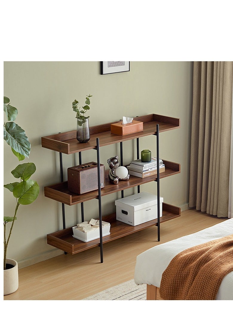 LINSY - Classic Bookshelf Rack,  Bookcases, Three Layer, Storage Organizer Shelf, for Home, Office, Hotel, Show Room,  Walnut Color, 120Lx35Wx95.6H cm