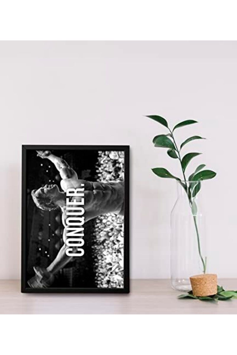 SINCE 7 STORE Arnold Schwarzenegger Conquer Quote Framed Poster - Image 3