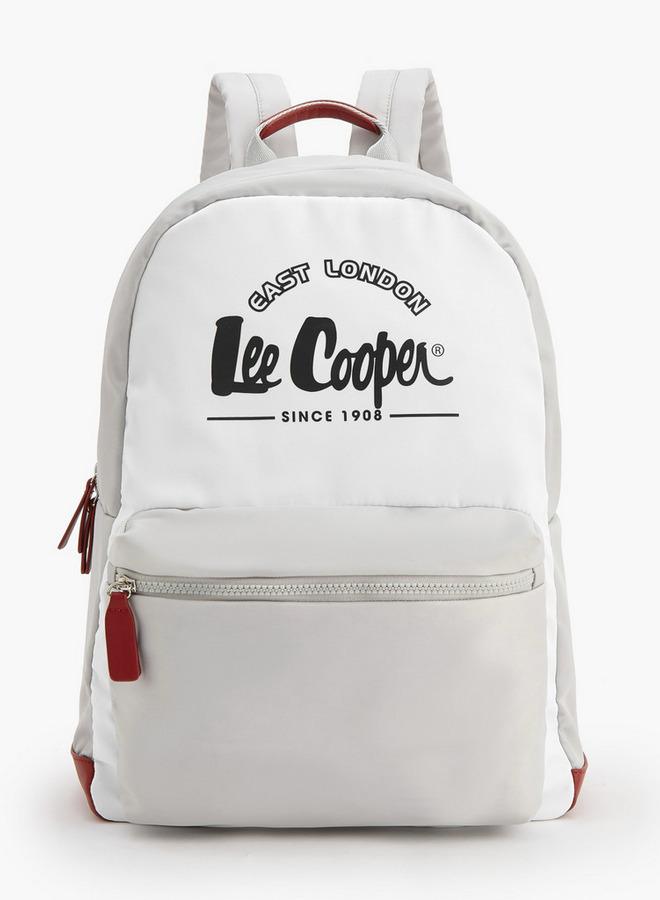 Lee Cooper Logo Print School Backpack With Front Pocket - 29.5x15x44 CM - Image 1