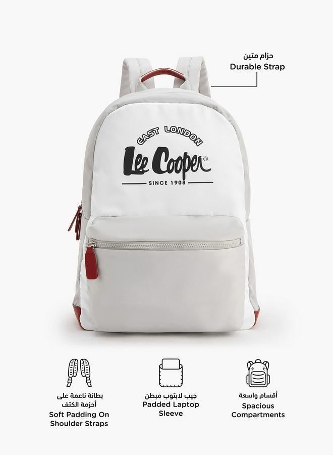 Lee Cooper Logo Print School Backpack With Front Pocket - 29.5x15x44 CM - Image 3