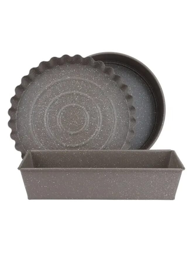 Alsaif Gallery - Backe Chef Light Brown Granite Cake Pan Set 3 Pieces - Image 1