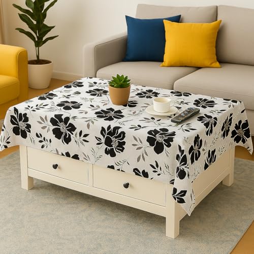 Homerz Premium Waterproof Centre Table Cover, Exact Sizes, Royal Finish (Black Lotus, 36x54 inch-Center Table) - Image 1