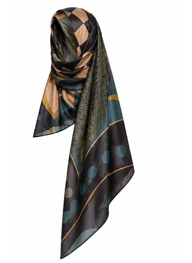 Amnad International  Women's Luxury Printed Satin Silk Abaya with Matching Hijab - Open & Closed Style Maxi Kaftan for Special Occasions, Sizes 52-60 inches for Women | Best Price UAE
