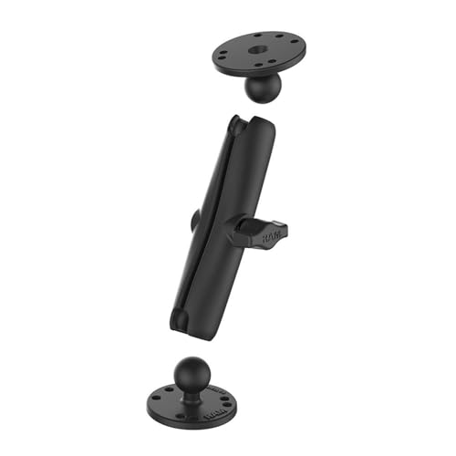 RAM Mounts RAM-B-101U-C Universal Double Ball Mount with Two Round Plates with Long Arm for Drill-down Mounting - Image 4