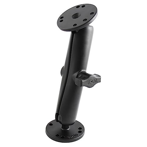 RAM Mounts RAM-B-101U-C Universal Double Ball Mount with Two Round Plates with Long Arm for Drill-down Mounting - Image 1