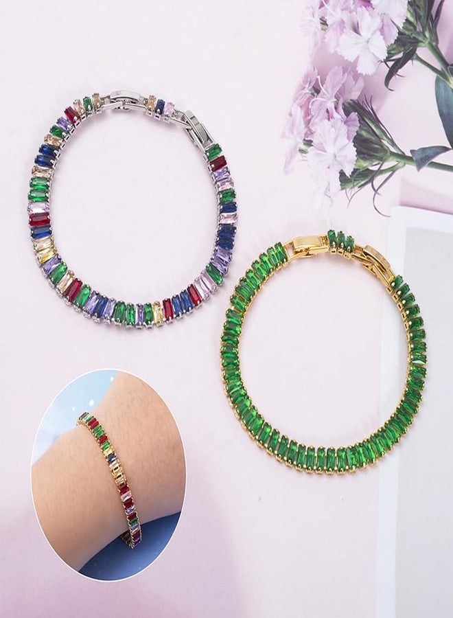 FULAIDA® Simple Colorful Zircon Claw Chain Bracelet for women | Full Diamond jewellery acessories | 2 - Image 5