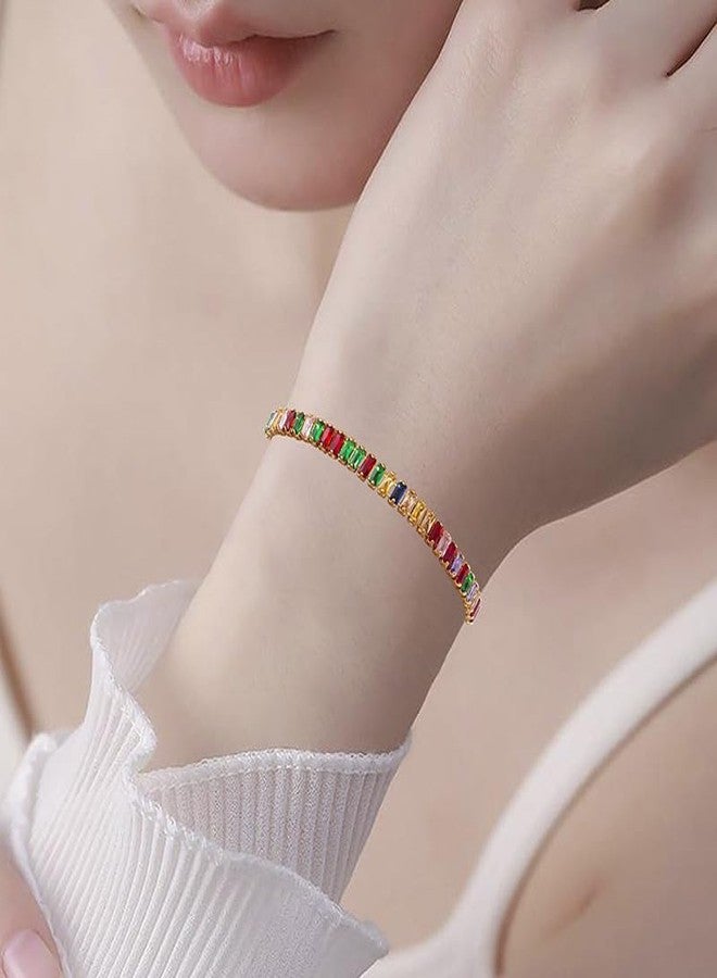 FULAIDA® Simple Colorful Zircon Claw Chain Bracelet for women | Full Diamond jewellery acessories | 2 - Image 2