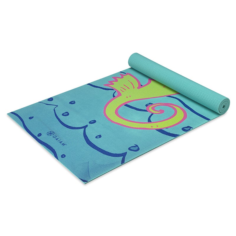 Gaiam Kids Yoga Mat Exercise Mat, Yoga for Kids with Fun Prints - Playtime for Babies, Active & Calm Toddlers and Young Children, Seahorse, 3mm - Image 1