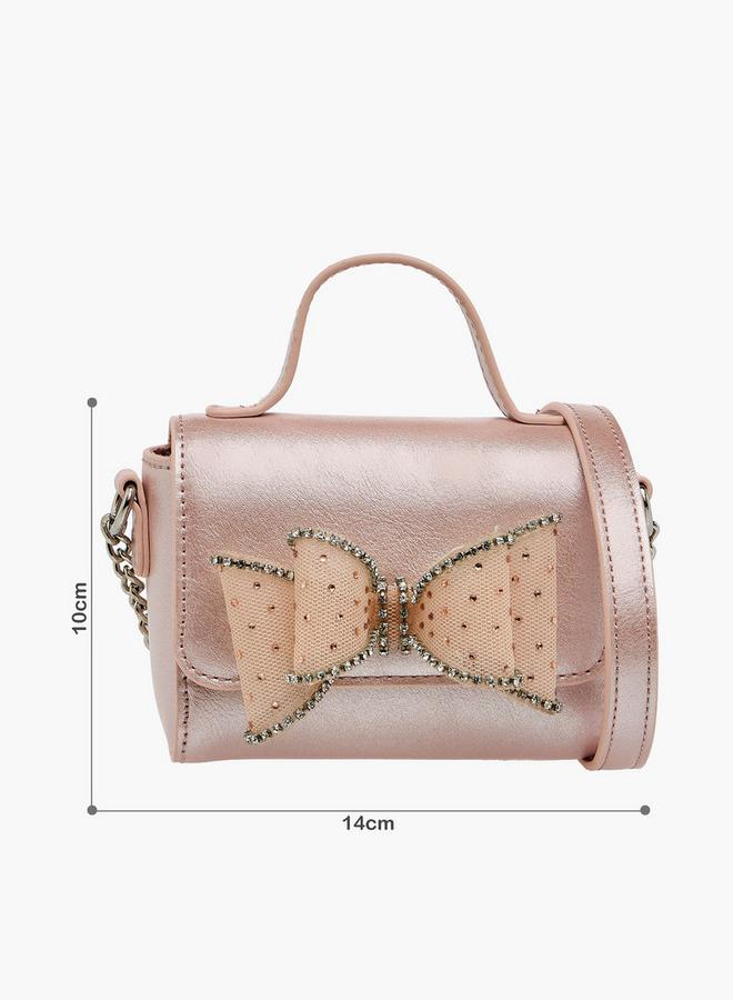 Celeste Bow Embellished Crossbody Bag with Chain Strap - Image 2