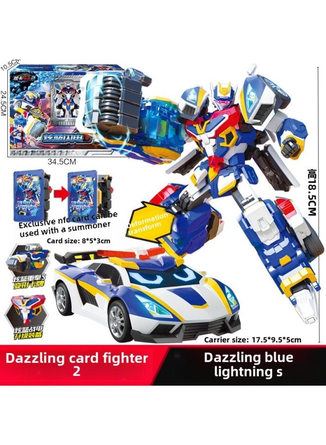 Genuine Dazzle Card Fighter Deformation Toy Dazzle Blue Lightning Super Dazzle Electric King Children's Deformation Robot Black Iron God Of War-Color:8151 - Image 1