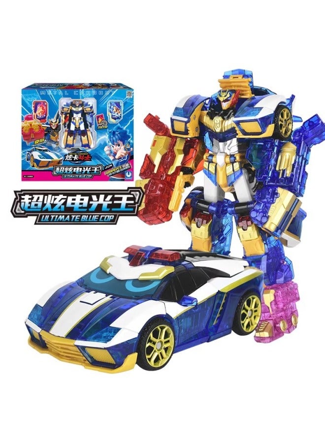 Genuine Dazzle Card Fighter Deformation Toy Dazzle Blue Lightning Super Dazzle Electric King Children's Deformation Robot Black Iron God Of War-Color:8151 - Image 3