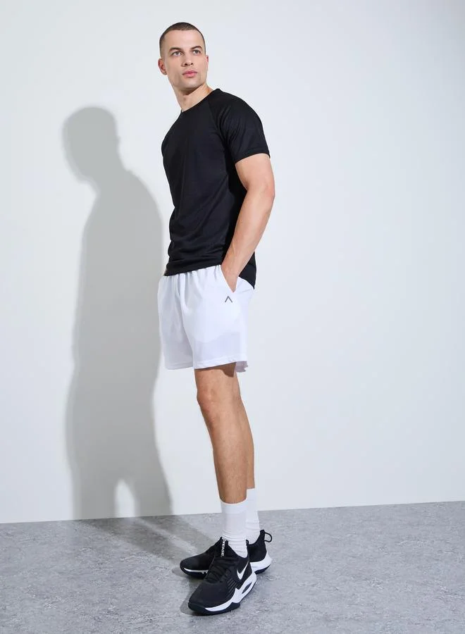 ستايلي Men Black Short Raglan Sleeves Muscle Fit Running T-Shirt