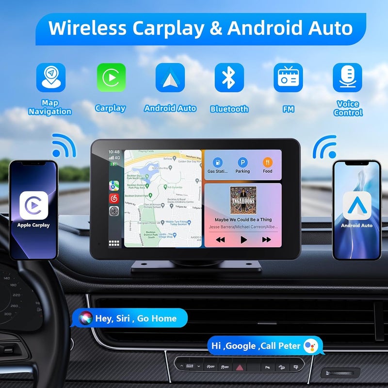 VUKARUAL 7" HD Portable Touch Screen Car Stereo with Wireless Apple Carplay and Android Auto - Image 2