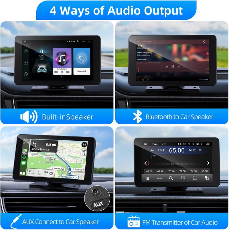 VUKARUAL 7" HD Portable Touch Screen Car Stereo with Wireless Apple Carplay and Android Auto - Image 5