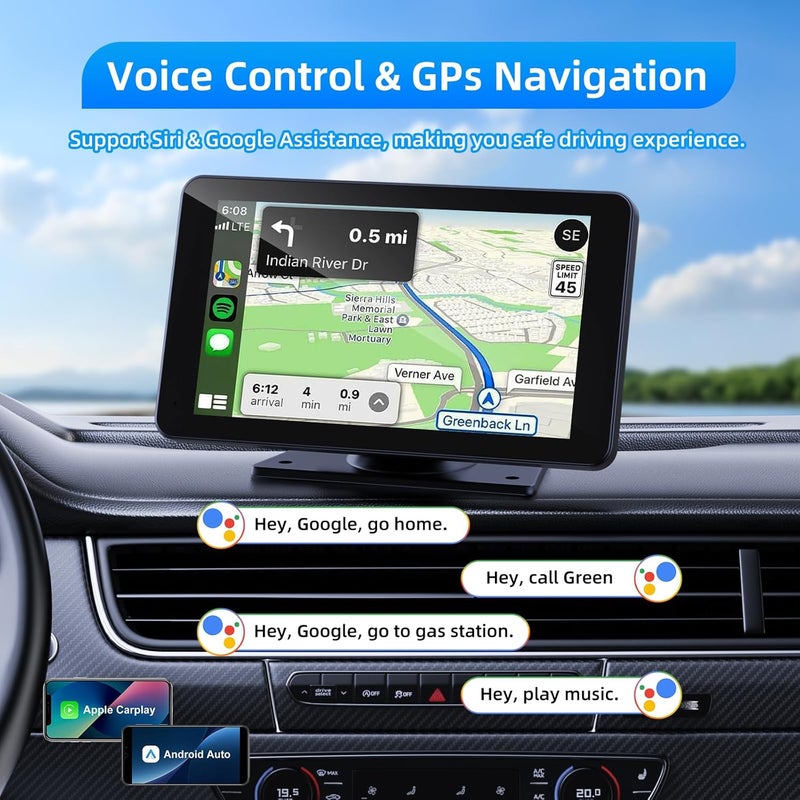 VUKARUAL 7" HD Portable Touch Screen Car Stereo with Wireless Apple Carplay and Android Auto - Image 4