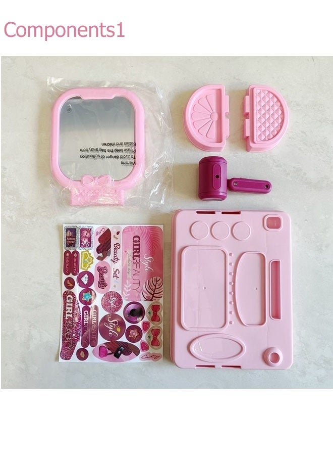 Pretend Toy For Role Playing 3-in-1 Foldable Makeup Suitcase Toy Makeup Kit With Storage Case Pink Color Portable, Durable Birthday Gift For Girls Aged 3-6 - Image 5