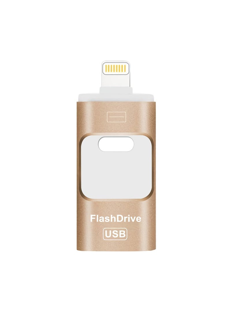 AROAQ 512GB USB Flash Drive, Shock Proof Durable External USB Flash Drive, Safe And Stable USB Memory Stick, Convenient And Fast I-flash Drive for iphone, (512GB Gold Color)  - Image 1