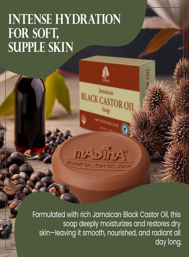 Madina Jamaican Black Castor Oil Soap Bar – Deep Moisturizing, Hydrating, 100% Vegetable-Based, Halal & RSPO Certified, Gentle Cleanser for All Skin Types, 6 Pack (3.5 oz Each) - Image 4