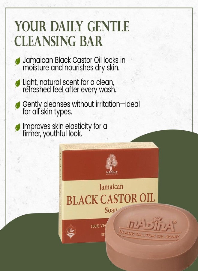 Madina Jamaican Black Castor Oil Soap Bar – Deep Moisturizing, Hydrating, 100% Vegetable-Based, Halal & RSPO Certified, Gentle Cleanser for All Skin Types, 6 Pack (3.5 oz Each) - Image 3