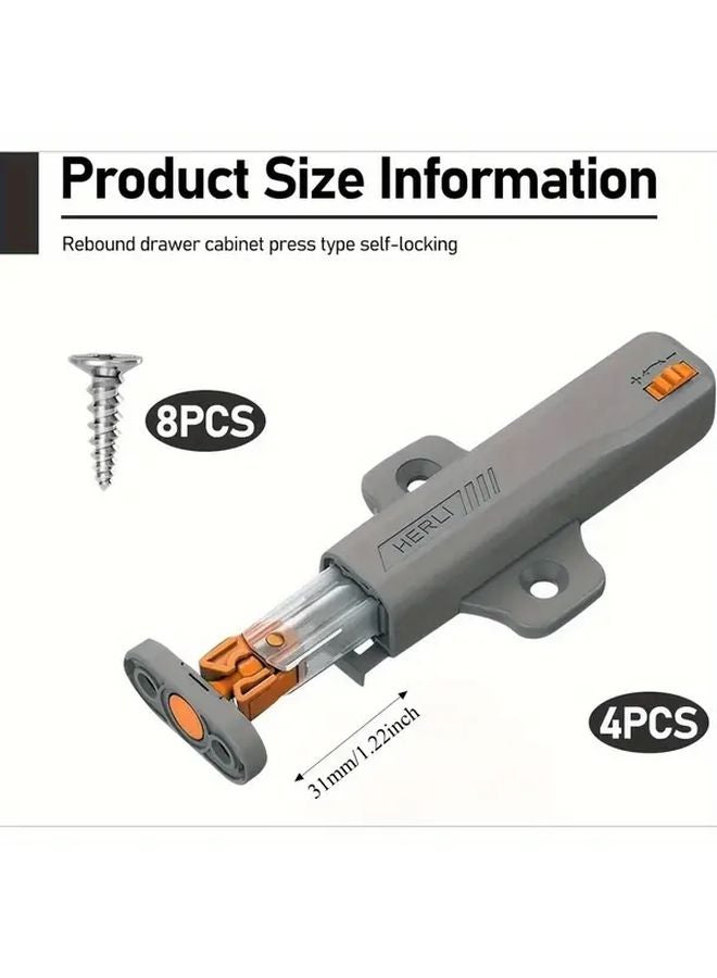 4 Pack Heavy Duty 30N Spring Loaded Self Closing Door Catches Polished Metal Plastic - Image 3