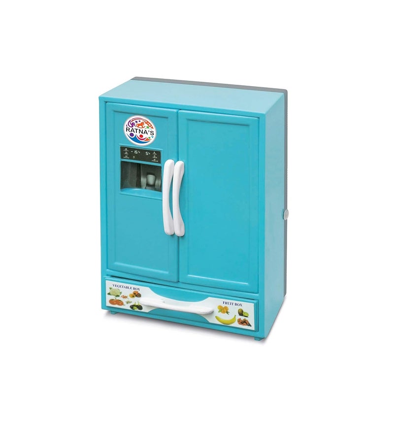 RATNA'S ثلاجة لعبة بلاستيكية للعب دور في المطبخ المنزلي، جهاز مطبخ مصغر للأطفال، أزرق - Image 3