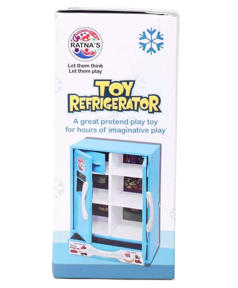 RATNA'S ثلاجة لعبة بلاستيكية للعب دور في المطبخ المنزلي، جهاز مطبخ مصغر للأطفال، أزرق - Image 4