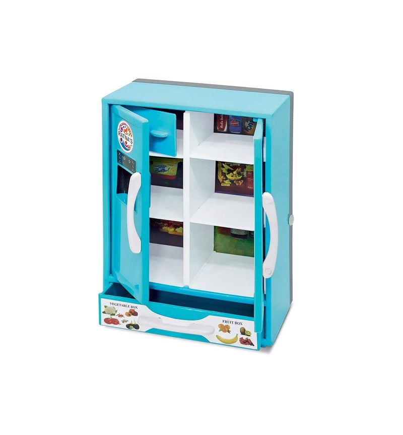 RATNA'S ثلاجة لعبة بلاستيكية للعب دور في المطبخ المنزلي، جهاز مطبخ مصغر للأطفال، أزرق - Image 1