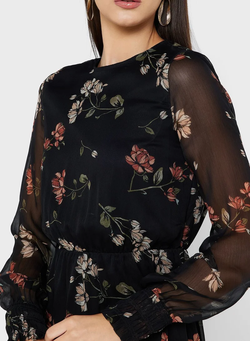 VERO MODA Floral Print Shirred Dress