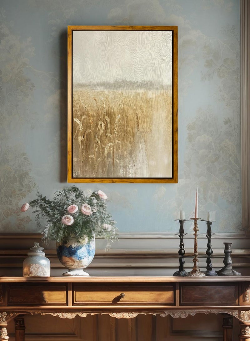 لوحة كانفاس على إطار خشبي بإطار خارجي باللون الخشبي وتصميم كلاسيكي لفن زيتي - Image 3