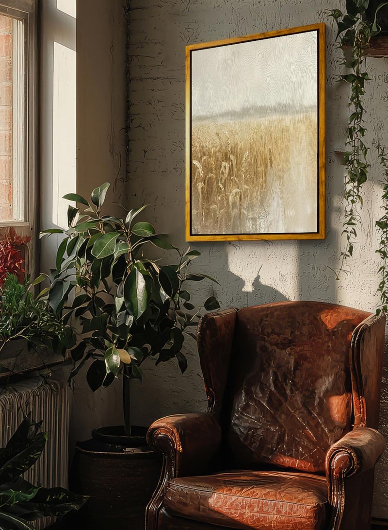 لوحة كانفاس على إطار خشبي بإطار خارجي باللون الخشبي وتصميم كلاسيكي لفن زيتي - Image 2