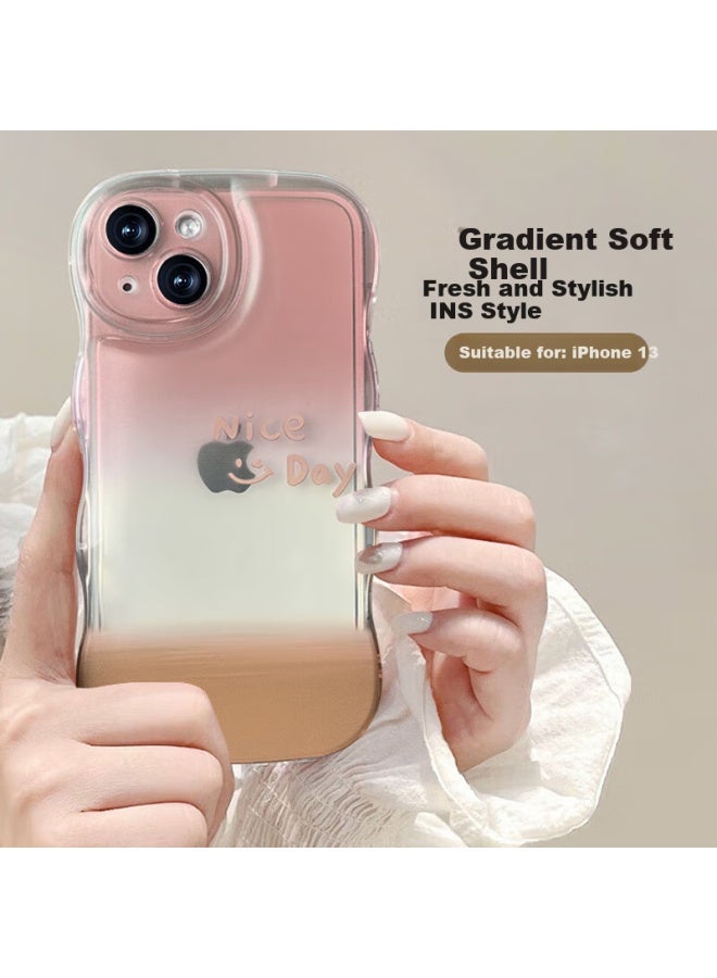 Jiang Ming Jiangming Apple 13 Protective Case Iphone 13 Full Coverage Shockproof Scratch-Resistant Wave Bubble Soft Shell Girl Style Smooth Touch Wear-Resistant Gradient Pink Fashion Fresh - Image 1