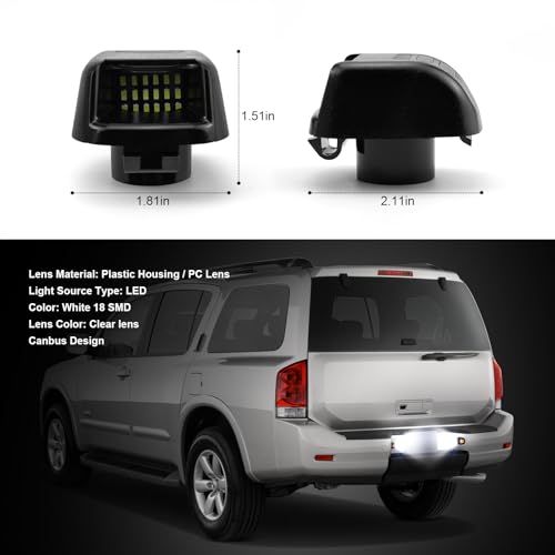 litzland LED License Plate Light Tag Lamp Assembly Compatible with Nissan Navara D40 Frontier 2007-2015 Armada 2008-2016 LED Number Plate Lamps Fit for Suzuki Equator 2009-2012 - Image 4