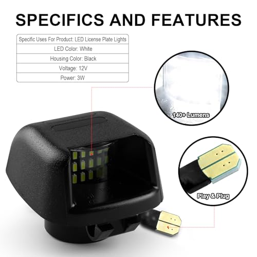 litzland LED License Plate Light Tag Lamp Assembly Compatible with Nissan Navara D40 Frontier 2007-2015 Armada 2008-2016 LED Number Plate Lamps Fit for Suzuki Equator 2009-2012 - Image 3