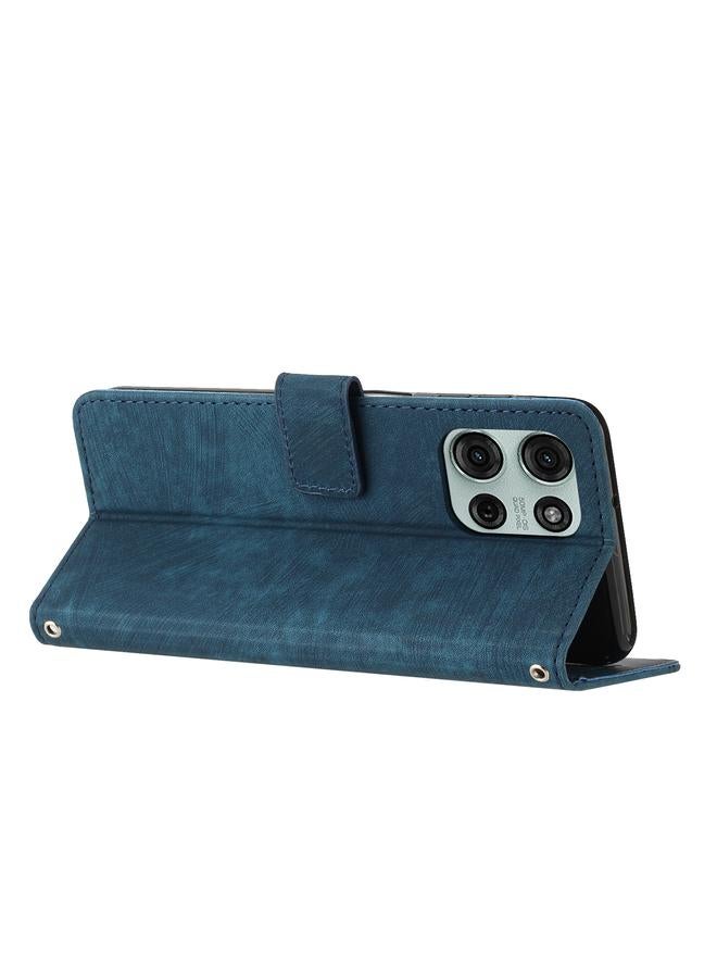 S-TOP Case For Motorola Moto G75 Skin Feel Stripe Pattern Leather Phone Case with Lanyard - Image 3