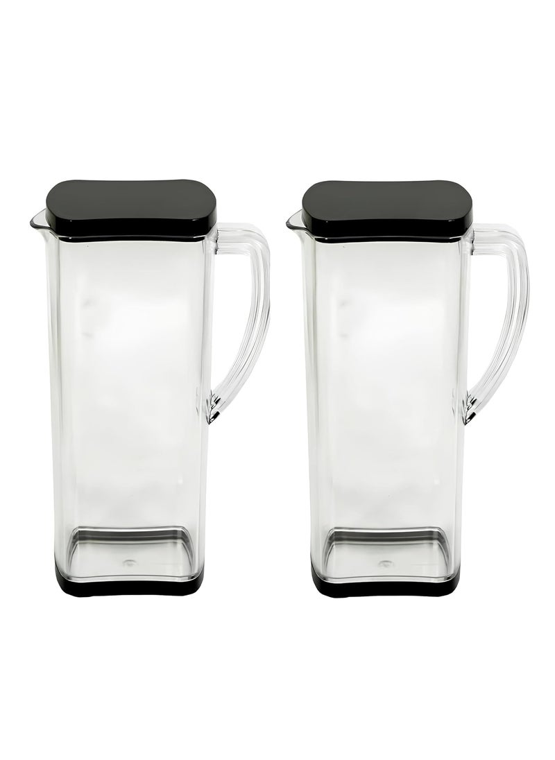 KD ZONE Sleek Design Plastic Carafe 2L Square Water Jug Square Water Pitcher 2000 ml 