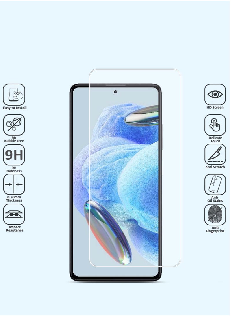 Techie - 2 pieces HD Tempered Glass Screen Protector for Redmi Note 12 Pro 5G - Anti Reflection Anti Bubbles 9H Hardness 0.33 mm Rounded Edges Easy Installation - Image 1