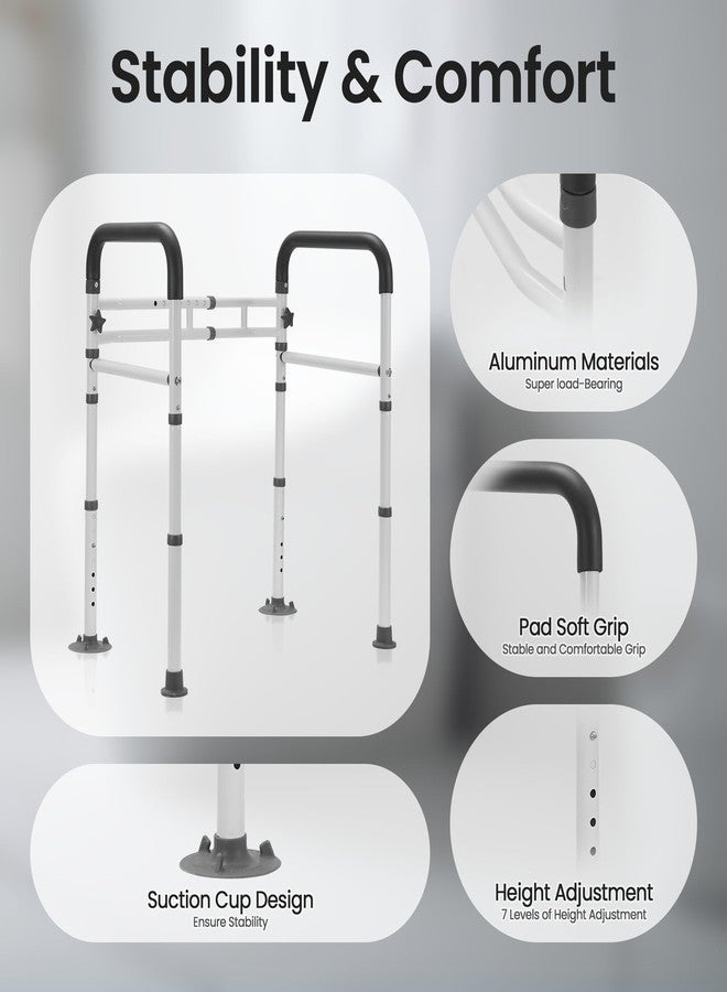 Careboda Toilet Safety Rails, Toilet Frame for Seniors, Elderly & Disabled, Toilet Rails Adjustable, Foldable Toilet Handles, Non-Slip Foot Mats, Easy to Store, Fit Any Toilets, 300lbs Capacity - Image 4